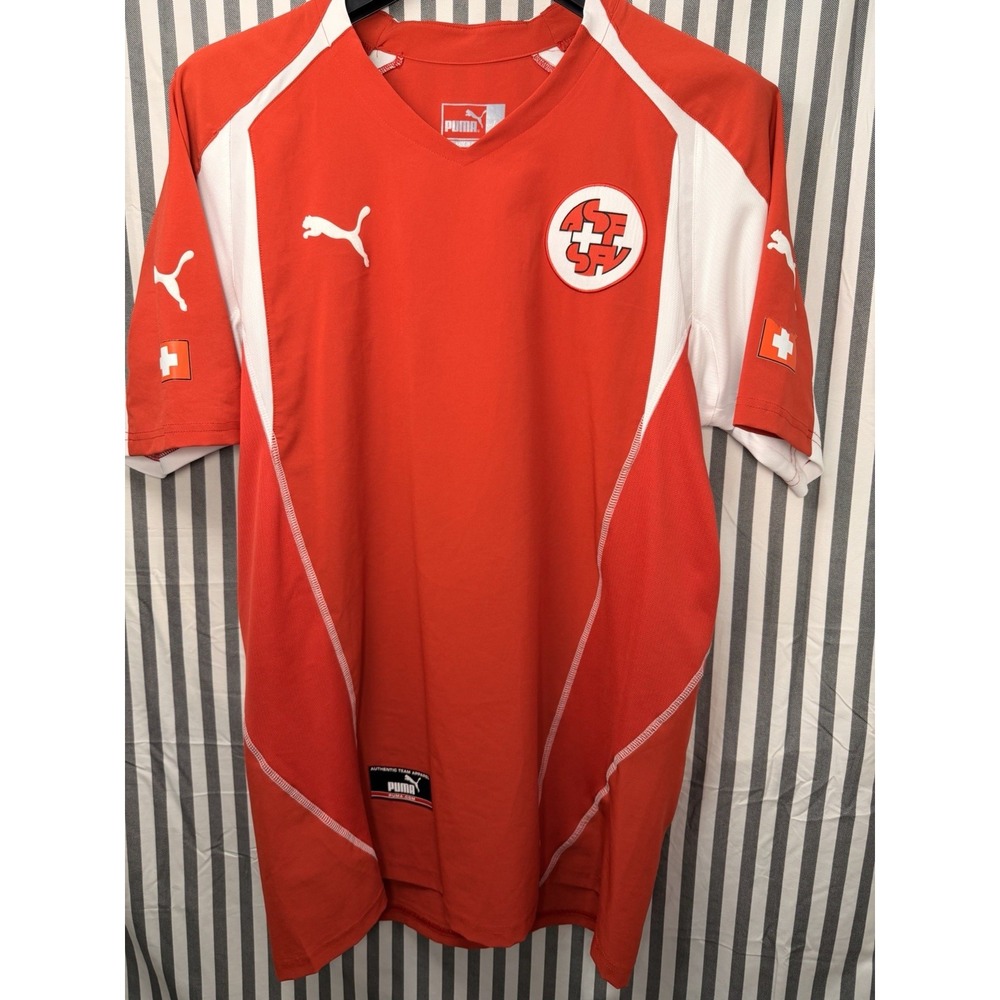 Vintage Y2K Puma Switzerland Swiss Life 8 Soccer Jersey Large Red White Shirt